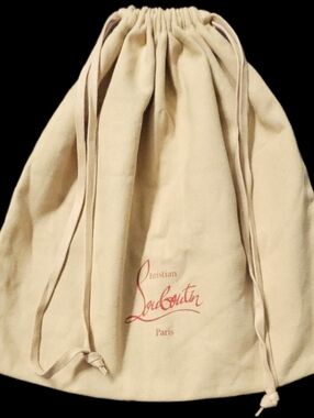 Christian Louboutin Large Brown Canvas Dust Bag Red Logo Handbag Storage